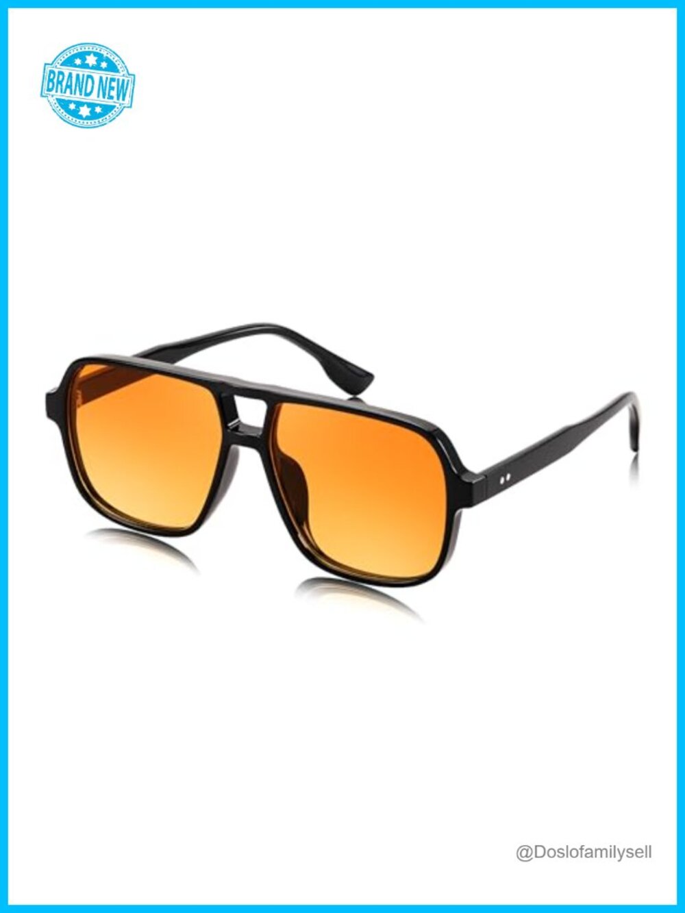 Retro Square Aviator Sunglasses Women Men 70s Vintage Plastic Frame UV400